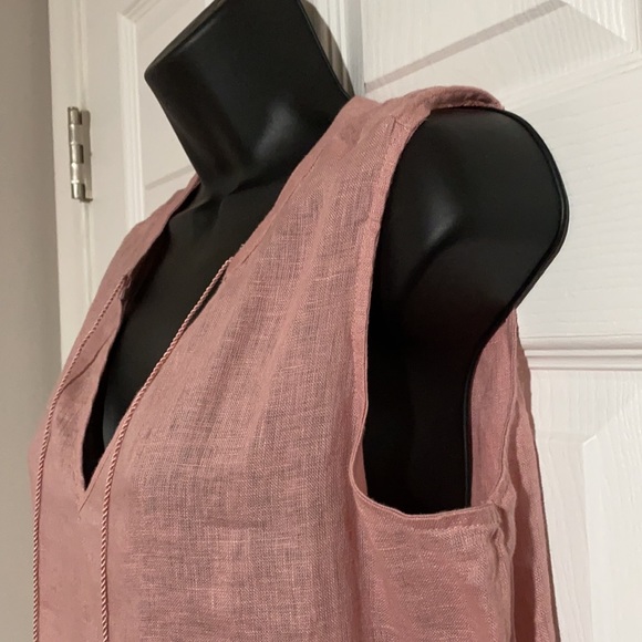 Harvé Benard Pink Sleeveless Linen Blouse Sz S - Picture 5 of 9